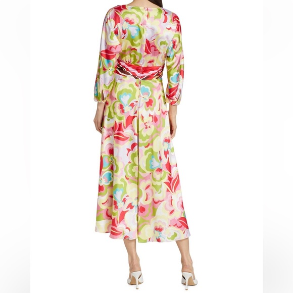 Teri Jon by Rickie Freeman Floral V Neck Multicolor Cocktail Dress - Picture 4 of 14